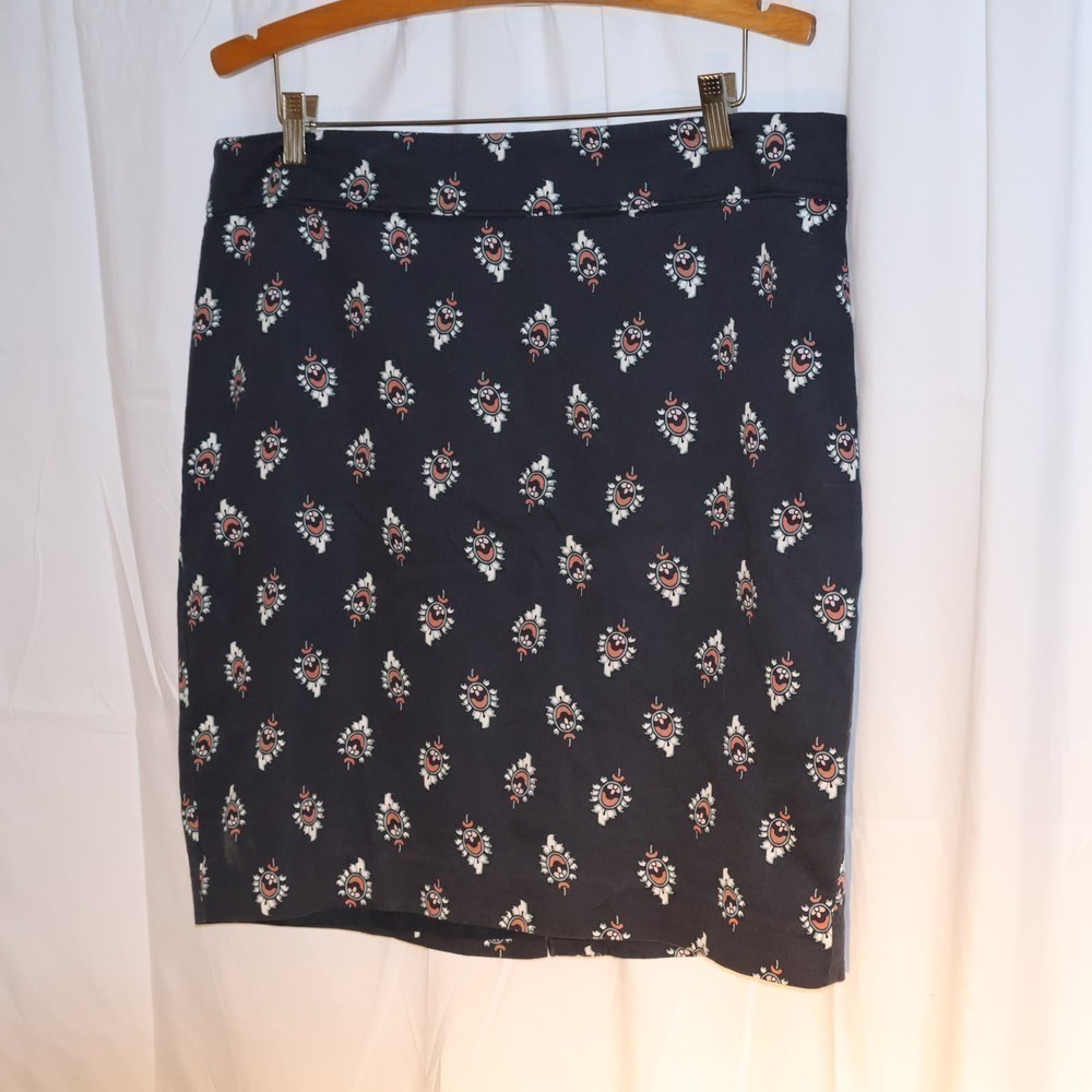 VTG Loft Black Print Skirt, Knee Length Cotton, Women Sz 16
